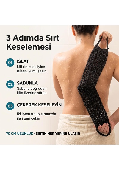 Lexroo Keçi Kılı Sırt Lifi El Örmesi. Siyah 70 Cm 11 Cm