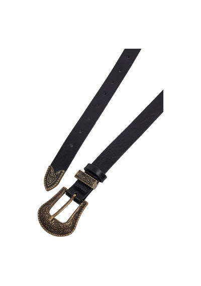 Tudors Kadın Antik Altın Renk Tokalı 110cm Siyah Kadın Kemer -51479