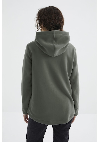 Tommy Life Çağla Kapüşonlu Fermuarlı Rahat Form Kadın Polar Sweatshirt - 97233 Çağla
