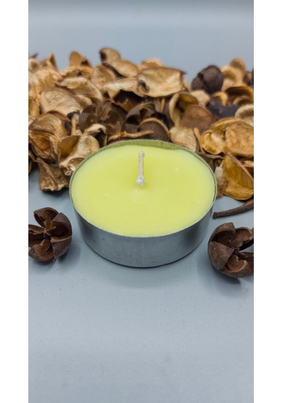 Tealight Mum-buhurdanlık Maxi Boy Soya Parafinli Narenciye Kokulu Sarı 10 Adet Beyaz