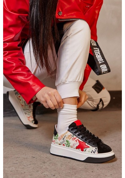 Goose Siyah Hakiki Süet Kadın Sneaker-Siyah Süet Siyah