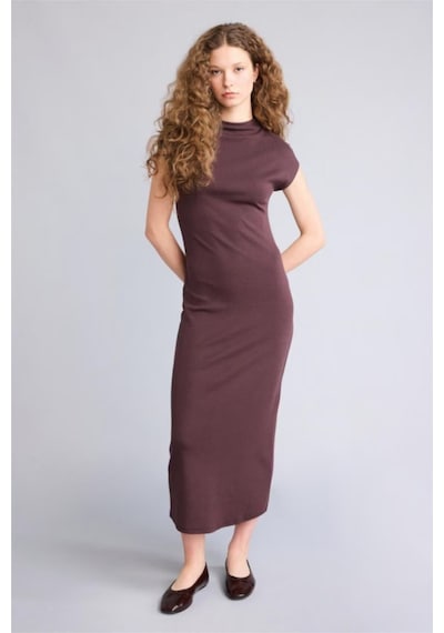 Defacto Bodycon Vücudu Saran Modal Maxi Elbise H0862ax26spbn320 Kahve-bn320