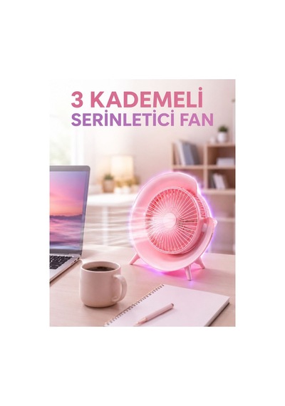 Rgb Işıklı 3 Kademeli Usb Şarjlı Masaüstü Vantilatör Renk