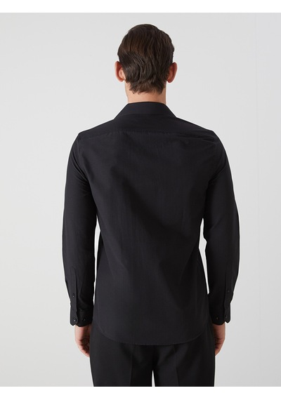 Lcw Busıness Siyah Slim Fit Uzun Kollu Poplin Erkek Gömlek