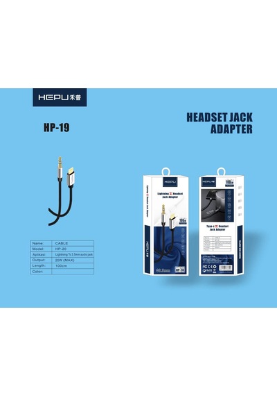 Hepu Hp-19 Apple iPhone Uyumlu - Aux Çevirici Kablo 30cm