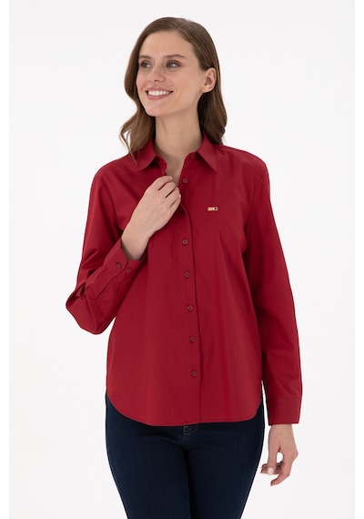 U.s. Polo Assn. Kadın Vişne Gömlek Desenli 50297103-vr223 Vişne