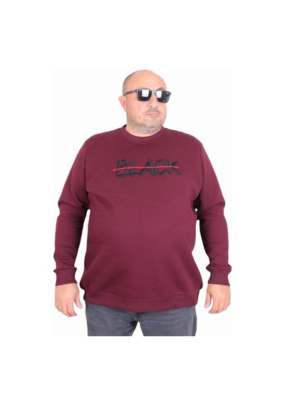 Moc Grande Mocgrande Erkek Büyük Beden Sıfır Yaka 3ip Sweat Black 24202 Murdum Mürdüm