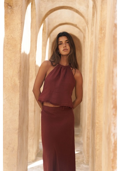 Mai Collection Mai Studios Co. Malmvira Kiremit Keten Crop Etek Takım Kiremit Mai Collection Mai Studios Co. Malmvira Kiremit Keten Crop Etek Takım Kiremit