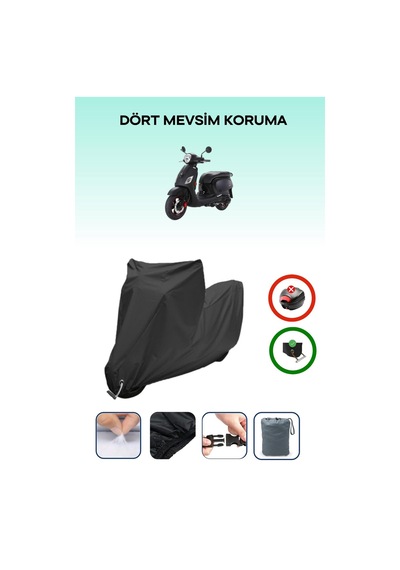 Siyah Kilit Uyumlu Sym Fiddle Iıı Uyumlu Motosiklet Brandası Su Geçirmez
