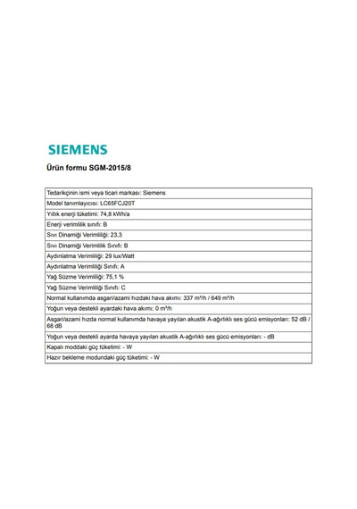 Siemens LC65FCJ20T 60 CM Duvar Tipi Davlumbaz