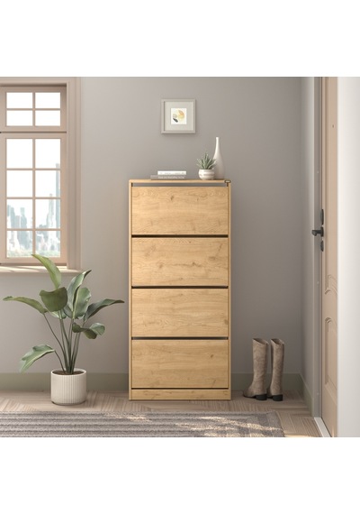 Flat Duo 4 Katlı Geniş Ayakkabılık - Florida Meşe 73x157x26 Cm Meşe