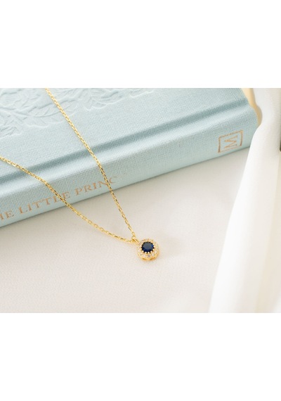 925 Ayar Gümüş Eylül Ayı Doğum Taşı Sapphire Kolye