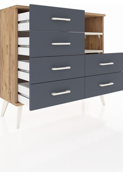 Arges Şifonyer 2 Raflı 6 Çekmeceli 88x30x80 Çam-aytaşı/antrasit Aytaşı/antrasit Arges Şifonyer 2 Raflı 6 Çekmeceli 88x30x80 Çam-aytaşı/antrasit Aytaşı/antrasit