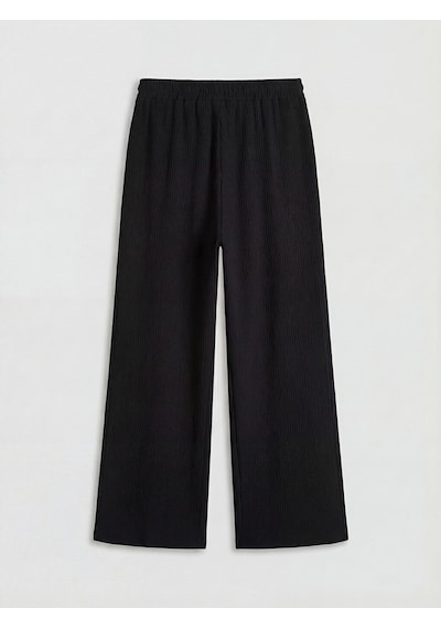 Lcwaıkıkı Classic Siyah Beli Lastikli Geniş Paça Müslin Kadın Pantolon