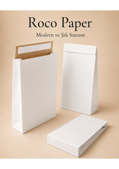 Yapışkan Bantlı Kraft Kese Kağıdı, Beyaz Renk, 30x40x10 Cm - 24'lü Paket, Hediye Ve Kargo Zarfı