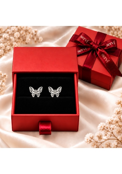 Servi 925 Ayar Gümüş Silver Wings Kelebek Figürlü Küpe-534