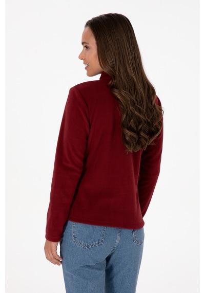 U.S. Polo Assn. Kadın Bordo Fermuarlı Dik Yaka Polar Sweatshirt 50316729-VR014