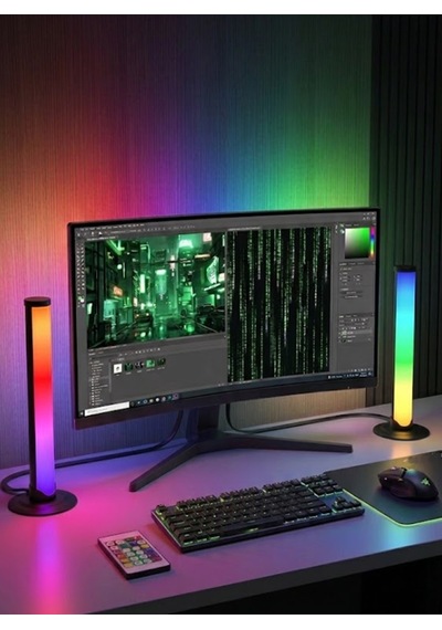 2'li Set Bluetoothlu Rgb Ambiyans Ledi Masaüstü Masası Rgb Ekolayzer Led Işık Çubuğu .