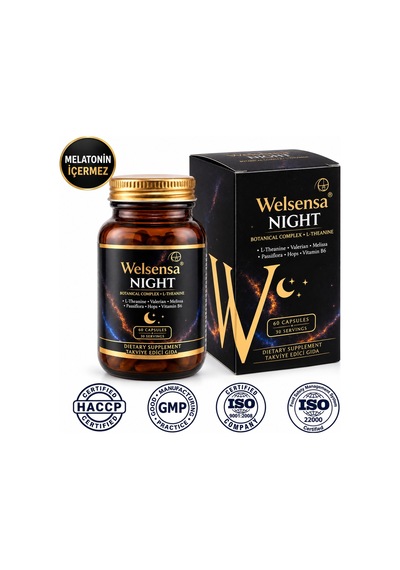 Welsensa Night Stressiz Ve Derin Uyku Döngüsüne Yardımcı Melatoninsiz Formül 60 Kapsül
