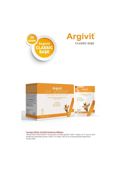 Argivit Classic L-Arjinin Multivitamin Ve Multimineral İçeren Takviye Edici Gıda 30 Şase