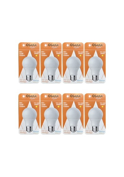 8 Adet Osaka 18w 120w Sarı Işık 3000k E27 Duylu Kalın Duy Led Ampul