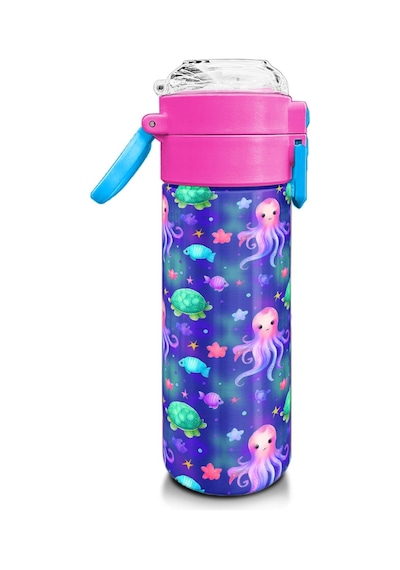 Coral High Kids Lavanta Turkuaz Deniz Temalı Pipetli Ve Direkt İçim Çelik Termos 500 Ml 31860 Turkuaz