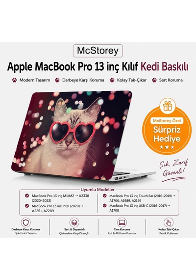 Macbook Pro 13 Kedi Desenli Kılıf A1706 A1708 A1989 A2159 A2251 A2289 A2338 M1 M2 Uyumlu Tpu Sert Kılıf İnce Hafif Koruyucu Kapak Pembe Belirtilmemiş