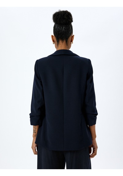 Koton Drape Detaylı 3/4 Uzun Kollu Blazer Ceket Lacivert 5sak50020uw Lacivert