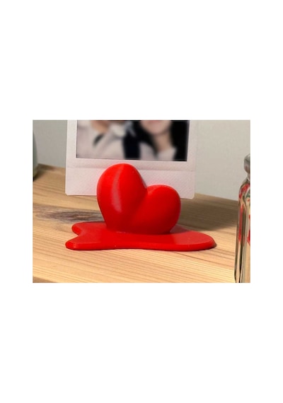 Erimiş Kalp Figürlü 3d Baskılı Polaroid Fotoğraf Standı - Romantik Fikri Kırmızı 2 adet