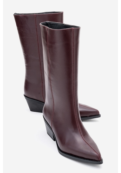 Luvishoes Luvi Shoes Juana Bordo Cilt Hakiki Deri Sivri Burunlu Kadın Çizme Bordo