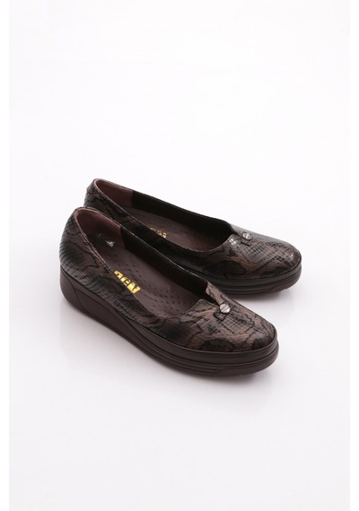 Dgn 106 Kadin Comfort Ayakkabi Kahve Yılan