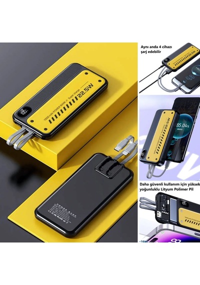 Buffer 10000 Mah Hızlı Şarj Özellikli Aynı Anda 4 Cihazı Şarj Edebilen Powerbank