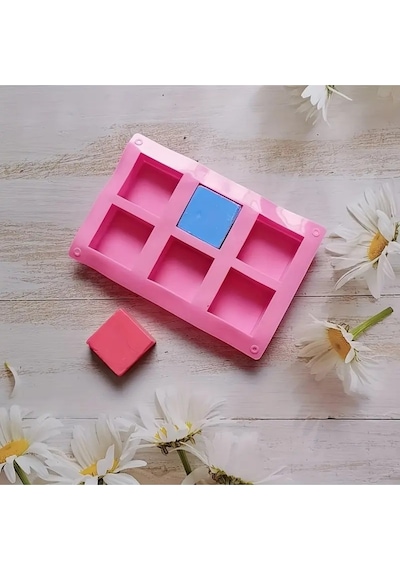 Sabun Kalıbı & Kek Kalıbı Silikon Kalıp 5x5cm Kırmızı