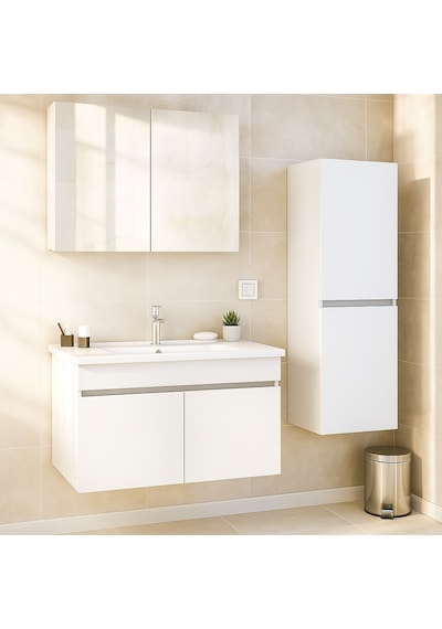 DMZ Home Concept Arista 80 Cm Beyaz renkli, Tamamı Mdf, Seramik Lavabolu, Alt - Üst Ve Boy Dolaplı DMZ Home Concept Arista 80 Cm Beyaz renkli, Tamamı Mdf, Seramik Lavabolu, Alt - Üst Ve Boy Dolaplı