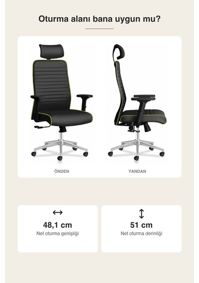 Upstyle Zirve Deri Ergonomik Çalışma Ve Yönetici Koltuğu Siyah/sarı Siyah / Sarı Biye Upstyle Zirve Deri Ergonomik Çalışma Ve Yönetici Koltuğu Siyah/sarı Siyah / Sarı Biye
