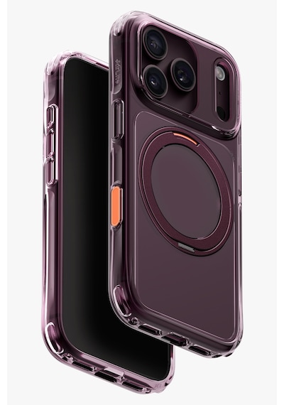 Apple iPhone Uyumlu 18 Pro Max Kılıf Swivix Dönebilen Metal Halkalı Koruyucu Premium Dayanıklı Darbe Emici Kapak Mürdüm