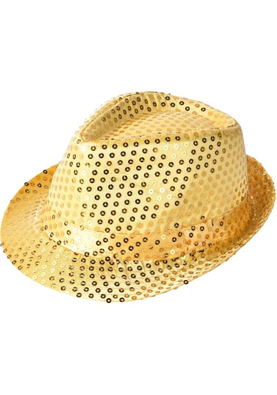 Disko - 530 - Star Altın Gold Payetli Fötr Şapka - Csmo-tex - Yetişkin Boy
