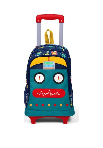 Coral High Kids Lacivert Civit Robot Desenli Üç Bölmeli Işıklı Tekerli Sırt Çantası 23380