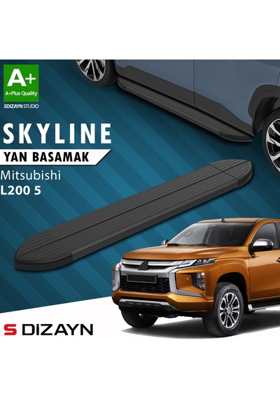 S-dizayn Mitsubishi L200 5 Makyajlı Skyline Siyah Yan Basamak 203 Cm 2019-2023 A+ Kalite