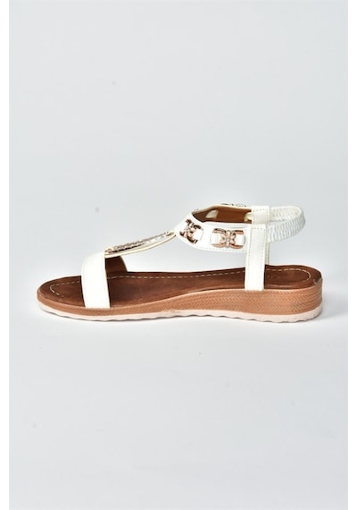 Fox Shoes Beyaz Taş Detaylı Günlük Kadın Sandalet M258312209