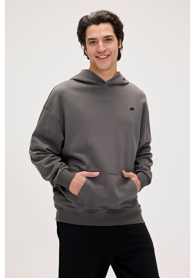 Bad Bear Drake Hoodie Os Asphalt Erkek Gri Kapüşonlu Sweatshirt 001
