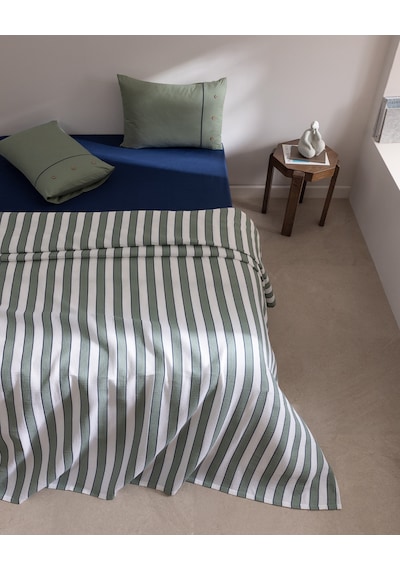 Madame Coco Mael Tek Kişilik %100 Pamuk Biyeli Çarşaflı Pike Takımı - Haki 8684427333105 Çok Renkli