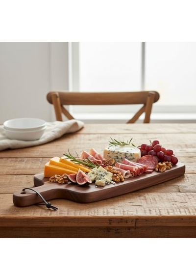 Tr Ahşap Servis Tepsisi 45x15 Cm Uzun Ve Ince Doğal Ahşap Sunumluk Fincan Bıçak Baget Ekmek Meze Ve Şarküteri Tab Diğer