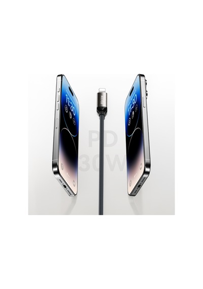 Recci Rs35cl Type-c To Lightning Pd 30w Örgü Tasarımlı Hızlı Şarj Özellikli Şarj Kablosu 1m Gri
