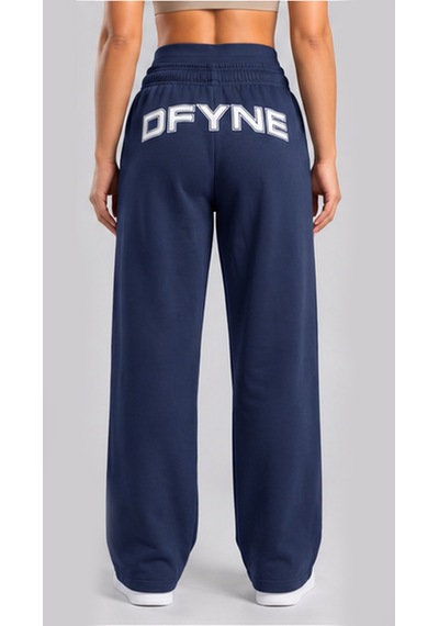Dfyne Regular Kadın Lacivert Bol Paça Oversize Eşofman Altı