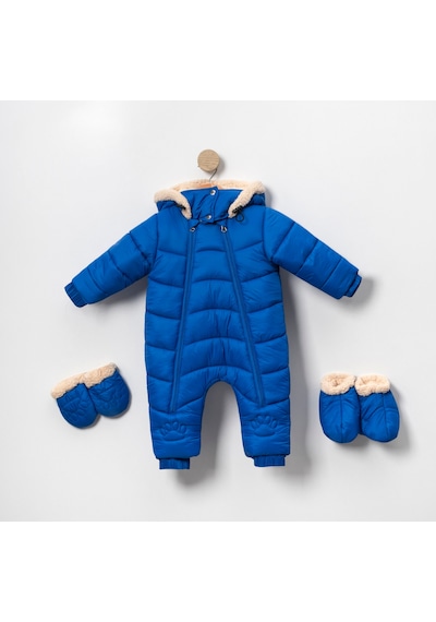 Acw Fashion Tek Renk Şerit Ve Bombeli Desenli Pati Detaylı, Kapüşonlu Ve Eldivenli Çocuk Kozmonot Mont Mavi Acw Fashion Tek Renk Şerit Ve Bombeli Desenli Pati Detaylı, Kapüşonlu Ve Eldivenli Çocuk Kozmonot Mont Mavi