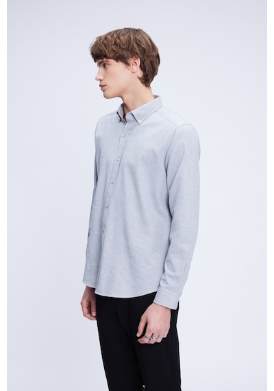 Hatemoğlu Gri Slim Fit Uzun Kol Düğmeli Yaka Flanel Gömlek 24d190000055 007 Gri Hatemoğlu Gri Slim Fit Uzun Kol Düğmeli Yaka Flanel Gömlek 24d190000055 007 Gri