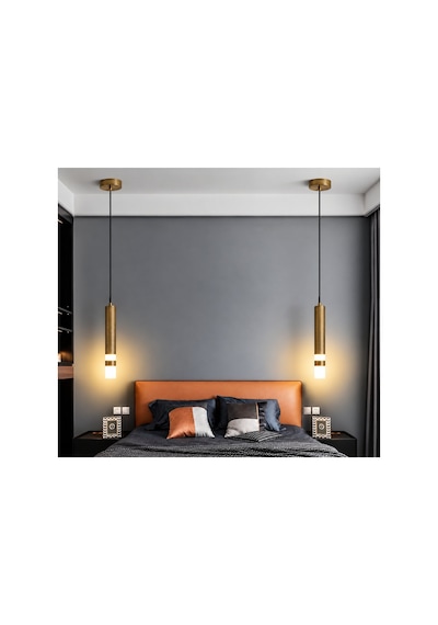 Eskitme Gold 2'li Sarkıt Boru 6500k Soğuk Beyaz Led Modern Avize