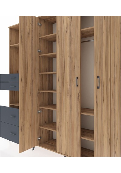 Hyperion Dolap 12 Raflı 4 Çekmeceli Tek Askılı 220x44x243 Çam-çam/antrasit Çok Renkli Hyperion Dolap 12 Raflı 4 Çekmeceli Tek Askılı 220x44x243 Çam-çam/antrasit Çok Renkli