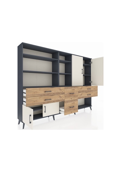 Arges Dolap 10 Raflı 6 Çekmeceli 4 Kapaklı 220x30x163 Antrasit-ay Antrasit-aytaşı/çam Arges Dolap 10 Raflı 6 Çekmeceli 4 Kapaklı 220x30x163 Antrasit-ay Antrasit-aytaşı/çam